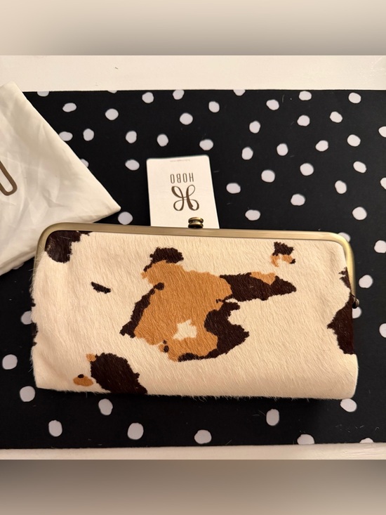 HOBO Handbags - HOBO Rachel Cow Print Wallet Haircalf with Leather Gold Trim NWT